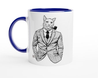 Ceramic Mug with Color Inside, Mr. Cool Cat