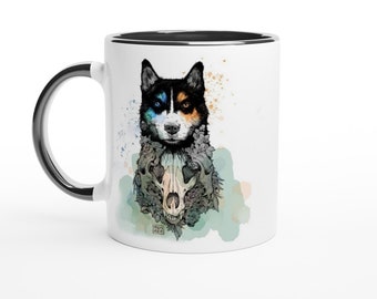 Ceramic Mug with Color Inside, Husky