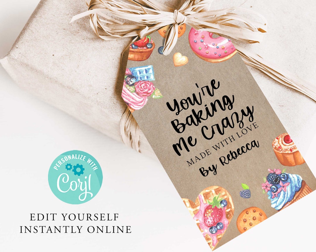 KRAFT Baking Editable Gift Tag Template, PRINTABLE Product Tag ...
