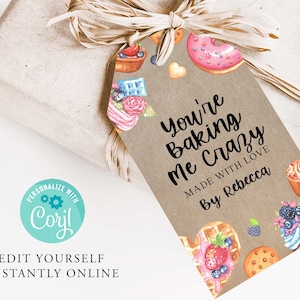 KRAFT Baking Editable Gift Tag Template, PRINTABLE Product Tag, Editable Gift Tag, Diy vintage Tag, Cookie, Craft Market Tag, Instant
