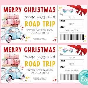 Joyeux Noël Road TRIP, carte-cadeau, carte-cadeau de saison, chèque-cadeau, billet surprise, voyage sur la route, escapade, INSTANT Corjl