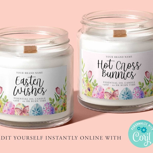 EASTER Editable Candle Label, SPRING Candle Label Design, Natural Candle Label, Candle Labels, Blossom, Diy Candle Label, Printable, Corjl