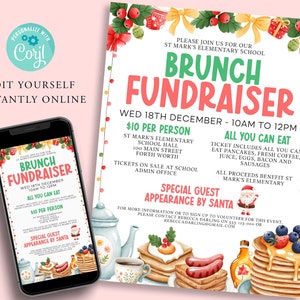 CHRISTMAS Breakfast Flyer, Printable PTA Flyer, School Breakfast Appreciation Church Community Fundraiser Editable Template, Seasonal