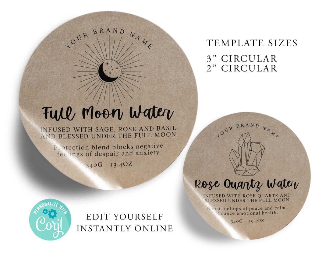 Round MYSTIC Editable Product Sticker, Apothecary Product Label, 3