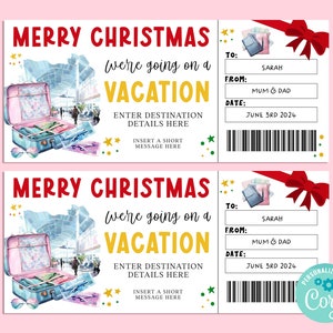 Cadeaubon Merry Christmas VAKANTIE, seizoenscadeaukaart, cadeaubon, verrassingsticket, roadtrip, vakantie, vakantie, INSTANT Corjl