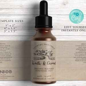 Étiquette de bouteille de compte-gouttes de ferme biologique, étiquette de produit personnalisé, étiquette d'huile essentielle de bricolage, étiquette d'apothicaire, étiquette de 2 oz, étiquette de 3 oz, Kraft Corjl