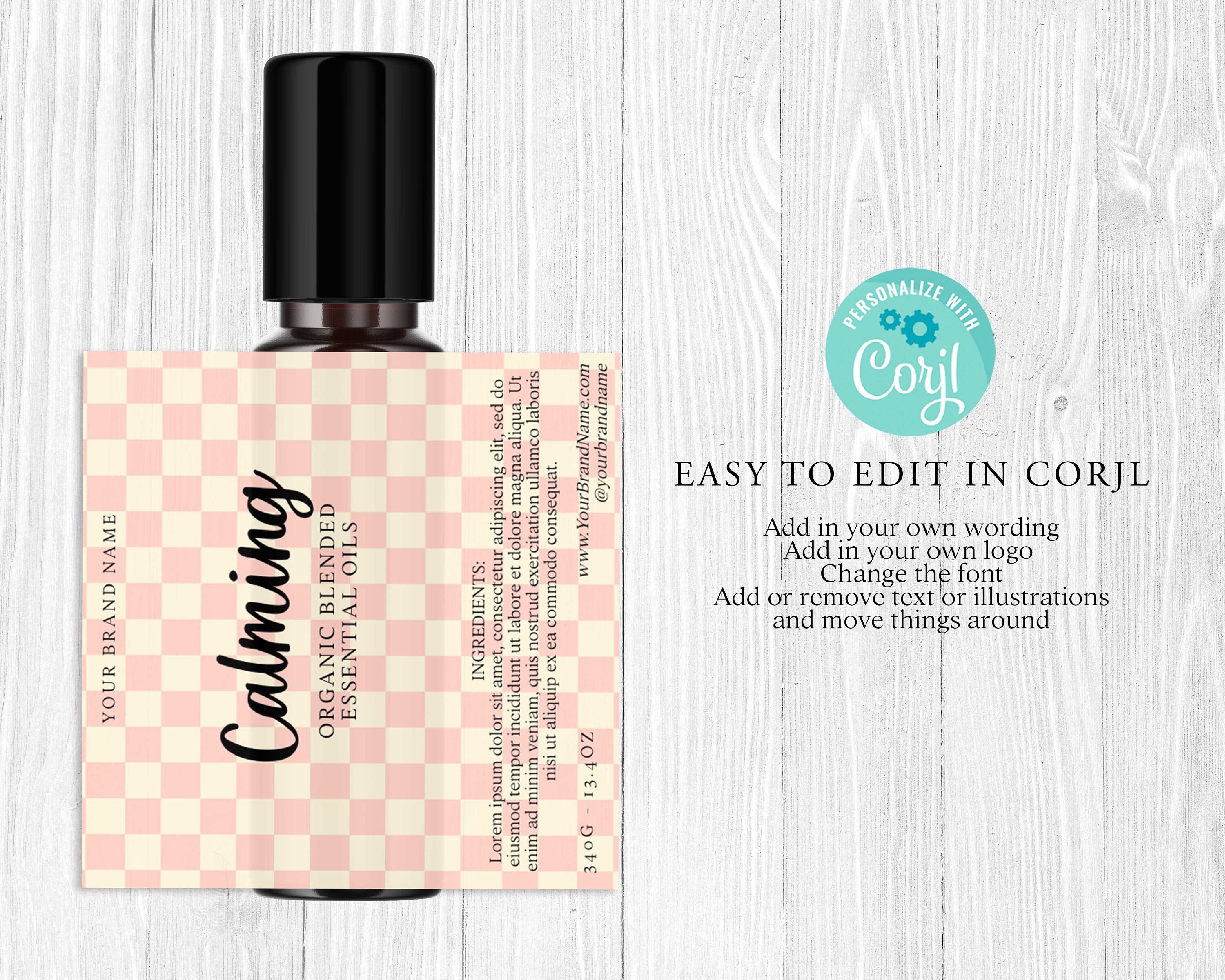 10ml RETRO Roller Bottle Vintage Label Template, Editable DIY Essential ...