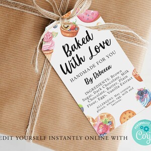 KRAFT Baking Editable Gift Tag Template, PRINTABLE Product Tag, Editable Gift Tag, Diy vintage Tag, Cookie, Craft Market Tag, Instant