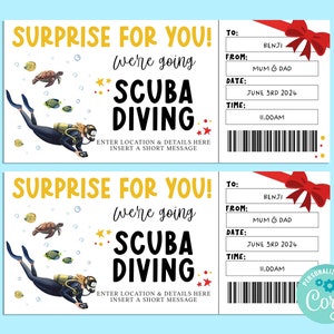 Bon cadeau surprise PLONGÉE, carte-cadeau d'anniversaire, chèque-cadeau, bon surprise, corjl instantané, sous-marin, aquarium