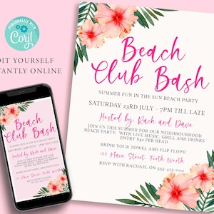 Editable SUMMER Party Flyer Template, Diy Barbeque invite, Luau, BEACH PARTY Event Poster, Grill, Digital Invitation, Printable Invite Corjl