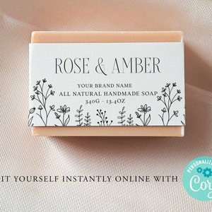 vintage FLORAL Editable Soap Label, Custom Product, DIY Soap Label, Homemade, Diy Soap Packaging, Handmade Label, Market Label CORJL, Kraft