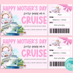 Billet-cadeau CROISIÈRE pour la fête des mères, carte-cadeau joyeux anniversaire, chèque-cadeau, billet surprise, escapade estivale sur la route, Corjl INSTANTANÉ