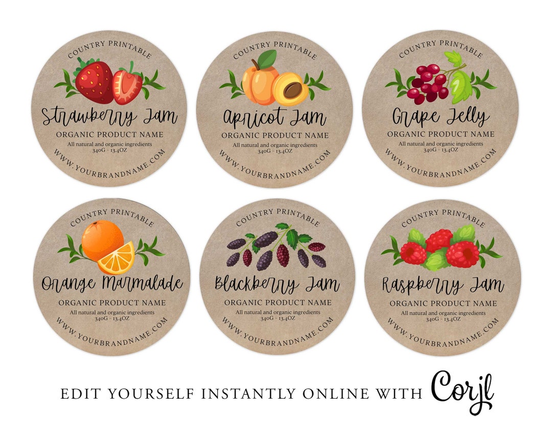 editable-jam-labels-round-kraft-label-jam-label-printable-mason-jar-label-diy-jar-labels-jam-labels-printable-jar-labels-corjl-etsy for Blank Free Printable Jam Labels Editable JAM Labels, Round Kraft Label, Jam Label Printable, Mason Jar Label, DIY Jar Labels, Jam Labels, Printable Jar Labels, Corjl - Etsy for Blank Free Printable Jam Labels