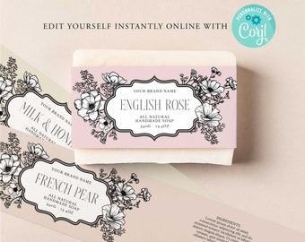 VINTAGE Editable Soap Label, Handmade Custom Soap, DIY Soap Label, Goats Milk Diy Soap Packaging, Handmade Label, Natural Label CORJL, Kraft