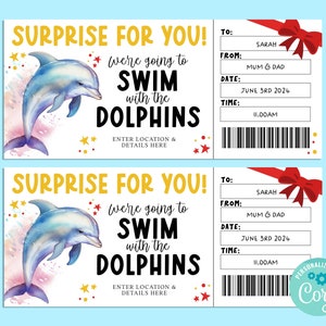 Billet cadeau natation surprise DAUPHIN, carte-cadeau virtuelle, chèque-cadeau, bon surprise, corjl instantané, nager avec les dauphins