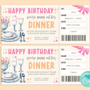 Alles Gute zum Geburtstag-Dinner-Geschenkkarte, alles Gute zum Geburtstag-Geschenkkarte, Geschenkgutschein, Überraschungskarte, Mittagessen, Nachmittagstee-Party zum Ausdrucken