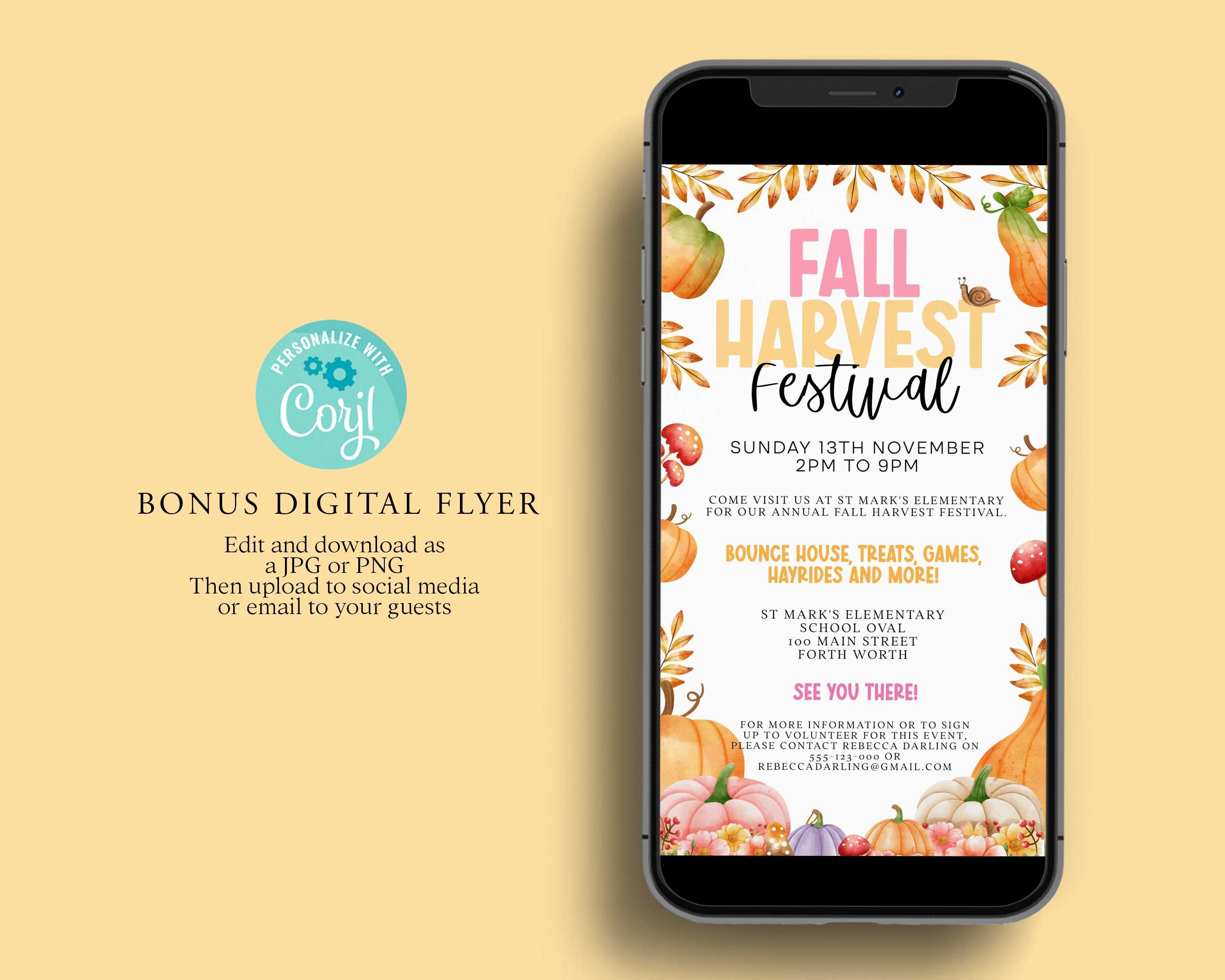 Fall Bazaar Template.pdf FALL FESTIVAL Flyer Template, DIY Market, Event Poster, Harvest Autumn ...
