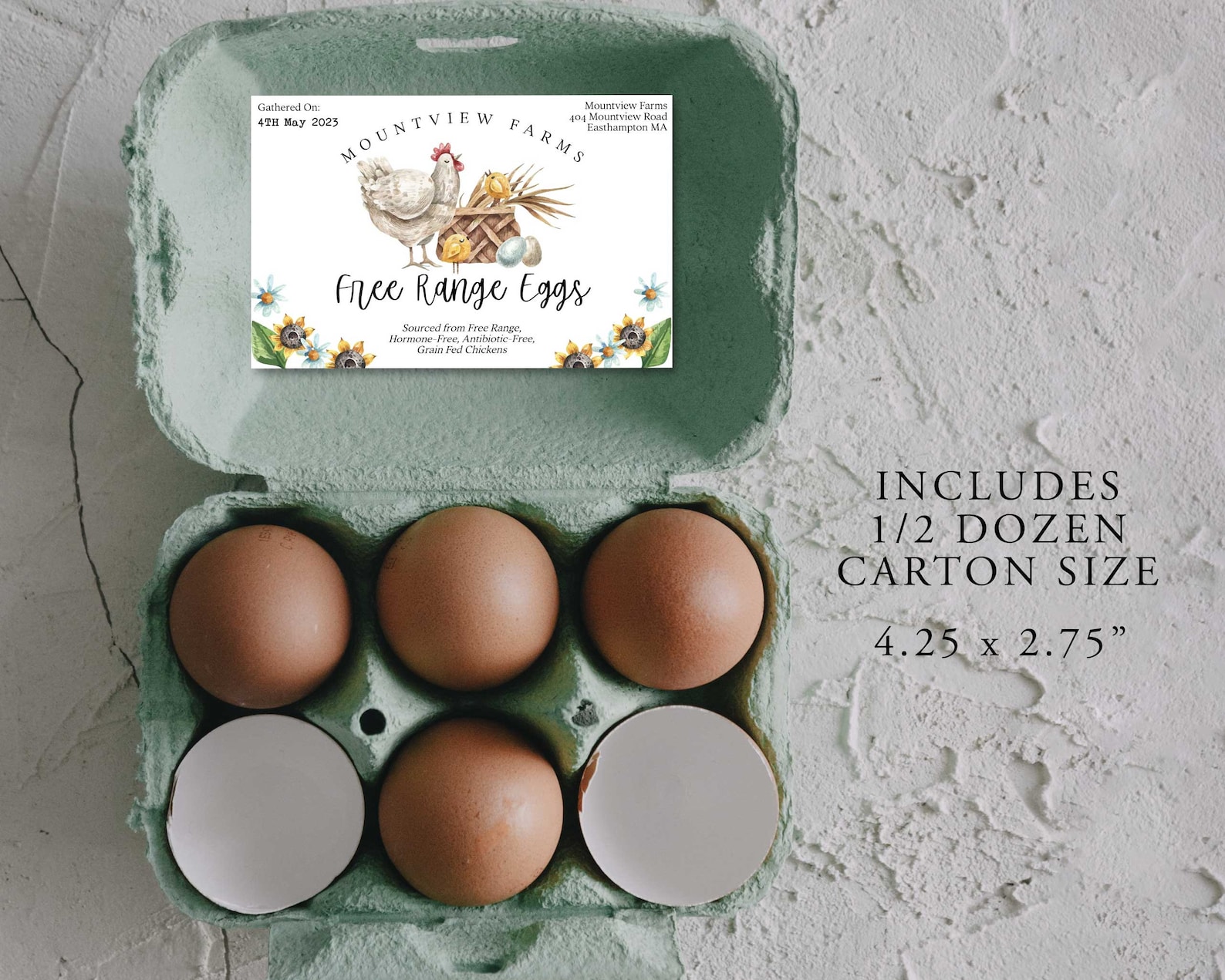 EGG CARTON Label Template, Free Range Egg Carton Label, Farmers Market ...