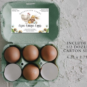 EGG CARTON Label Template, Free Range Egg Carton Label, Farmers Market ...