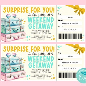 Billet-cadeau escapade surprise, carte-cadeau de joyeux anniversaire, chèque-cadeau, billet surprise, vacances sur la route, escapade, Corjl INSTANTANÉ