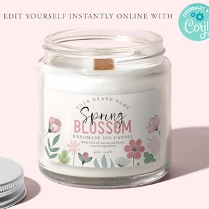 FRÜHLING bearbeitbares Kerzenetikett, FLORALKerzenetikettendesign, natürliches Kerzenetikett, Kerzenetiketten, Blüte, Diy Kerzenetikett, bedruckbar, Corjl