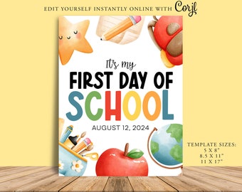 FIRST DAY of SCHOOL, Back To School Sign, Teacher Appreciation, Thankyou Party Decor, Pto, Corjl, Welcome Sign, Preschool, Kindergarten