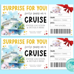 Boleto de regalo de CRUCERO sorpresa, certificado de regalo de tarjeta de regalo de feliz cumpleaños, boleto sorpresa, escapada de vacaciones de verano por carretera, INSTANTÁNEO