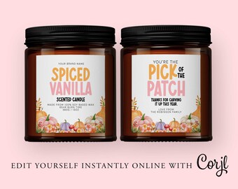 FALL Editable Candle Label, Cinnamon Candle Label Design, Gift Label, Candle Label, Diy Candle Label, Printable, Corjl, Pick of the Patch
