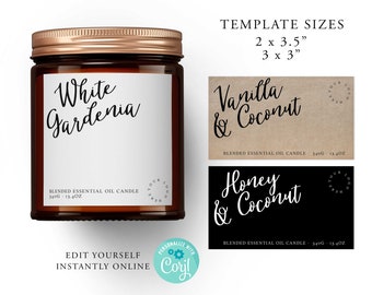 CLASSIC Editable Candle Label, Editable Template, Boho Label Design, Natural, Square Product Label, Printable, Custom, Diy Vintage, Corjl