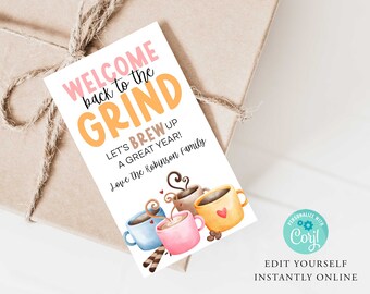 COFFEE Appreciation Gift Tag, Teacher or Nurse Appreciation, Friends, Thankyou Card, PTO, Printable, INSTANT, Latte, Back to the Grind