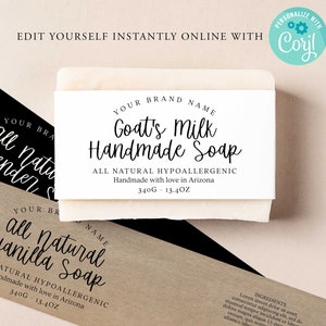 VINTAGE Editable Soap Label, Handmade Custom Soap, DIY Soap Label, Goats Milk Diy Soap Packaging, Handmade Label, Natural Label CORJL, Kraft