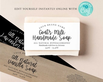 VINTAGE Editable Soap Label, Handmade Custom Soap, DIY Soap Label, Goats Milk Diy Soap Packaging, Handmade Label, Natural Label CORJL, Kraft