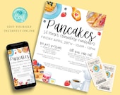 Editable PANCAKE Fundraiser Flyer Template, Teacher Appreciation, pancake breakfast, Event Poster, Digital Invite, Printable ,Instant, Corjl