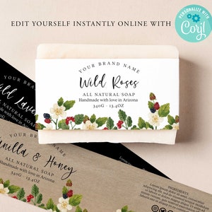 vintage FLORAL Editable Soap Label, Custom Product, DIY Soap Label, Homemade, Diy Soap Packaging, Handmade Label, Market Label CORJL, Kraft
