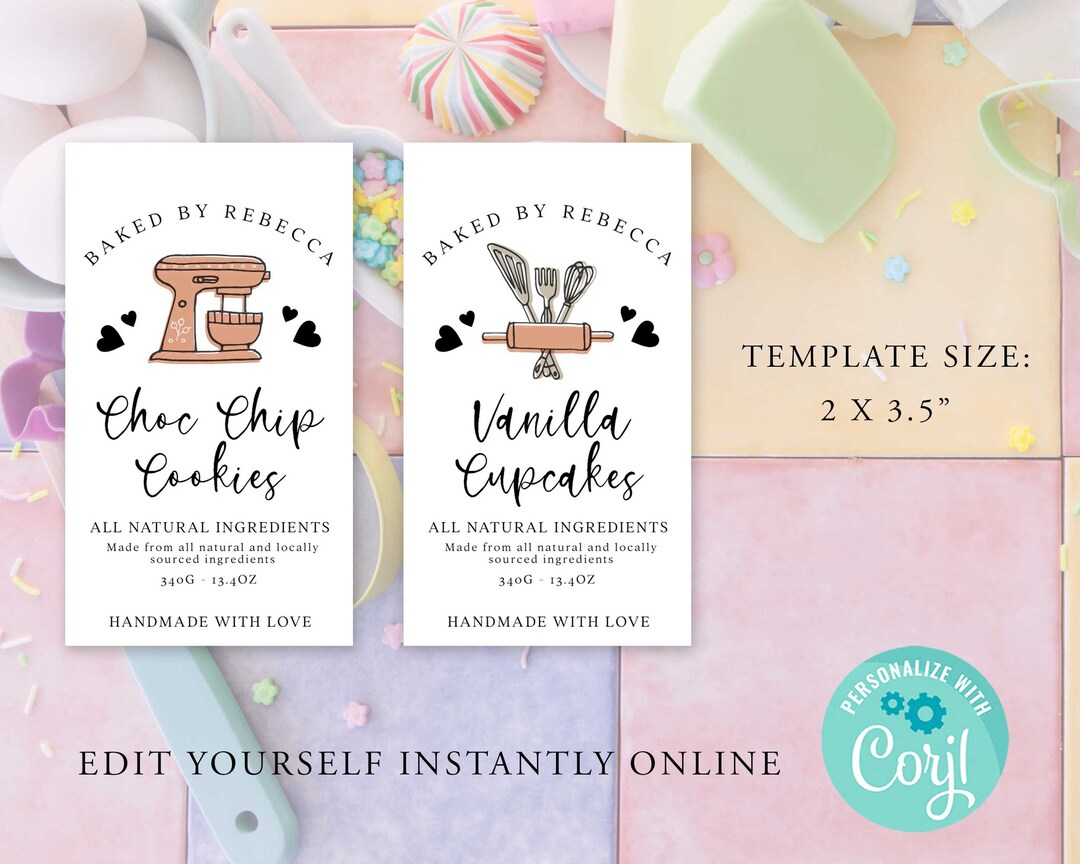 Kraft BAKING Editable ORGANIC Gift Tag Template, PRINTABLE Thankyou Tag ...