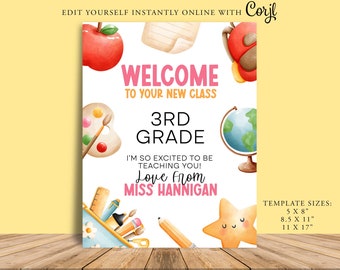 WELCOME to CLASS Back To School Sign, Teacher Appreciation, Thankyou Party Decor, PTO Corjl, Welcome Sign, Kindergarten, Preschool, School