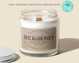 NATURAL Editable Candle Label, Editable Template, Candle Label Design, Kraft, Candle Labels, Printable, Product Labels, Diy Label, Corjl