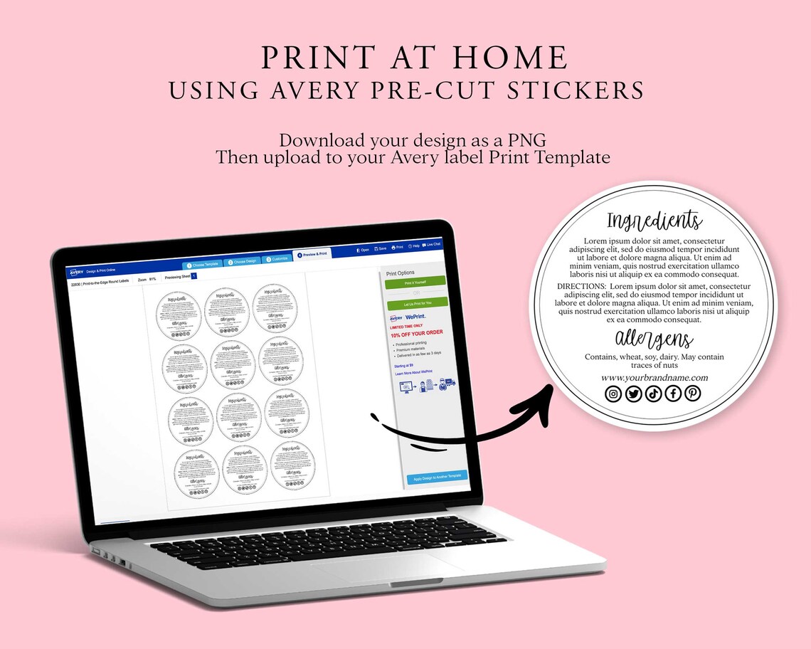 INGREDIENT Editable Product Sticker, Backing Label Round, Square Label ...