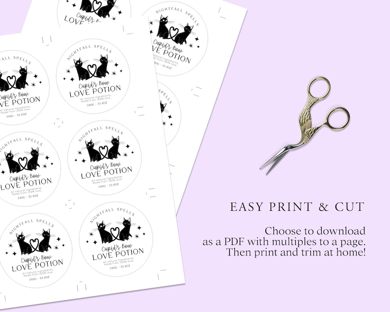 Round LOVE POTION Editable Product Sticker, Apothecary Product Label, 3 ...