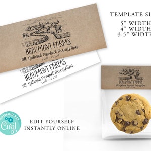 Plantilla editable de topper de bolsa FARMHOUSE, etiqueta de producto IMPRIMIBLE, etiqueta de regalo editable, etiqueta vintage diy, intercambio de regalos, etiqueta de mercado artesanal, Corjl
