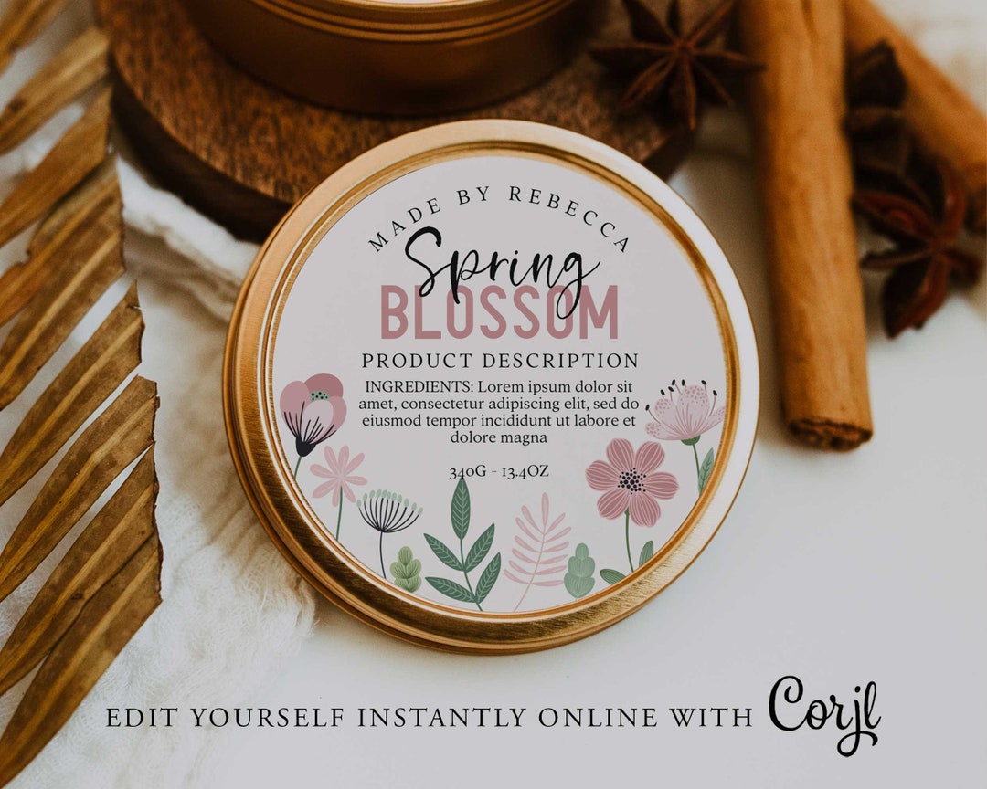 Round Spring Sticker Design Round SPRING Editable Product Sticker, FLORAL Custom Product Label, 3 ...