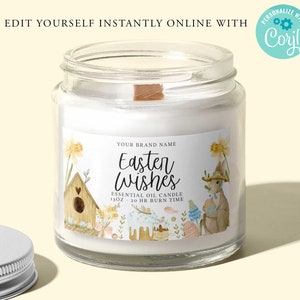 EASTER Editable Candle Label, SPRING Candle Label Design, Natural Candle Label, Candle Labels, Blossom, Diy Candle Label, Printable, Corjl