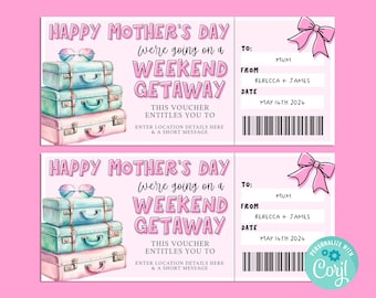 Mothers Day GETAWAY Gift Ticket, Happy Birthday Gift Card, Gift Certificate, Surprise Ticket, Road Trip Vacation, Getaway, INSTANT Corjl