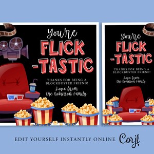 FILM Wertschätzung Geschenkanhänger, Lehrer, Freunde, Muttertag, Valentinstag, Dankes-Karte, PTO, Printable, INSTANT, Kinokarten Geschenkanhänger, Flick