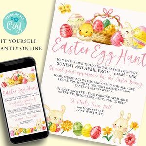 Editable EGG HUNT Flyer Template, EASTER Flyer, Diy Flyer, Spring ...
