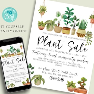 Editable PLANT SALE Flyer Template, Fundraiser Flyer, diy flyer, Spring Custom Invitation,Flyer, Digital Invitation, Printable Invite Corjl