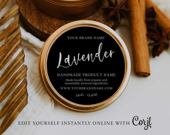 Classic ROUND Editable Product Label, ORGANIC Custom Product Sticker, 3" 2",Label, DIY Round Sticker, Kraft Round Diy Label Printable, Corjl