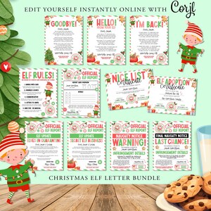 15 x WEIHNACHTS Elf Brief Bundle, Weihnachtselfen Aktivitäten, Schöne Liste, Weihnachten, Zertifikate Briefe, Elfen Spiele, Printable, Elfie