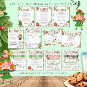 15 x WEIHNACHTS Elf Brief Bundle, Weihnachtselfen Aktivitäten, Schöne Liste, Weihnachten, Zertifikate Briefe, Elfen Spiele, Printable, Elfie