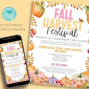 FALL FESTIVAL Flyer Vorlage, DIY Markt, Event Poster, Ernte Herbst, Digitale Einladung, Printable Invite, Instant, Thanksgiving